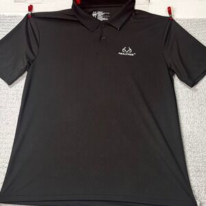 Realtree Polo Shirt XL Black Performance Gorpcore Outdoor Sporty
